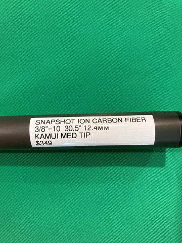 SNAPSHOT® ION CARBON FIBER SHAFT- 3/8" x 10 JOINT, 30 1/2" LONG, 12.4mm, KAMUI MEDIUM TIP TPR $295
