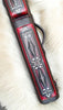 Volturi Brogue ll Genuine Leather Hand Tooled Leather Cue Case Black/Red Sting Ray Accents 4x8