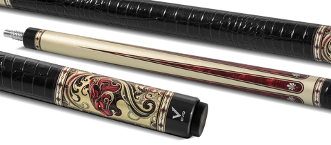 EVO Beast Scarlet Panther Carbon Fiber Pool Cue Stick, Low Deflection Pool Stick with 3/8-8 Pin Joint, 12.5mm Tip, TIME Standard tip, Microfiber Leather Wrap
