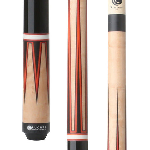 Lucasi Custom LZC54 Black & Antique Birdseye/Red Orange Wrapless Cue