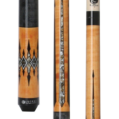 Lucasi Custom LZC49 Grey Stained Birdseye & Natural/Lucite Grey Wrapless Cue