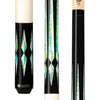 Lucasi Custom LZC48 Imitation Bone & Black/Green Blue Wrapless Cue 19 oz