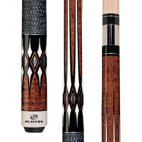 Players G-2252 Antique Maple Curly & Black Cue with Black/White Linen Wrap 21 oz