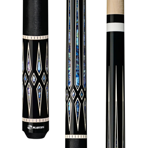 Players G-4118 Black with Blue Recon Cue with Black Linen Wrap 20 oz