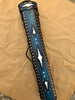 Volturi Brogue 1 Genuine Leather Hand Tooled Leather Cue Case Black/Blue 4x8