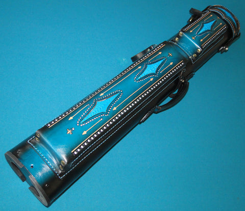 Volturi Genuine Leather Hand Tooled Leather Cue Case Sting Ray Accents 4x8